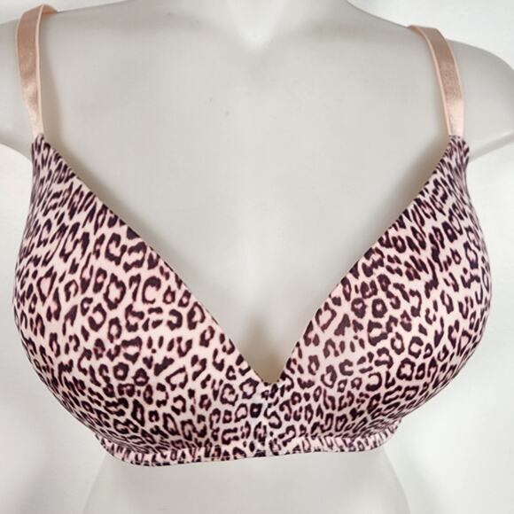 Victoria's Secret Padded No Wire Bra Size 34DDD Pink Leopard Print Push Up Sexy - Picture 3 of 15